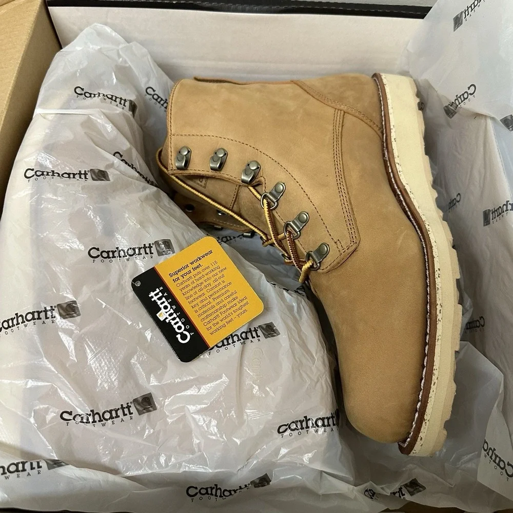 Carhartt Leather Slip Resistant Soft Toe Wedge Work Boot Style 3915 Size 12D